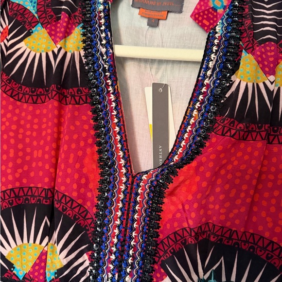 Colorful Patterned Embroidered Dress Bhanuni by Jyoti for Anthropologie - Picture 3 of 4